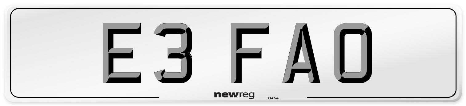 E3 FAO Number Plate from New Reg